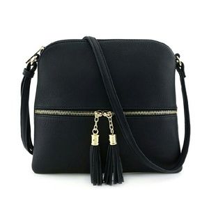 Lightweight Medium Crossbody Bag with Tassel